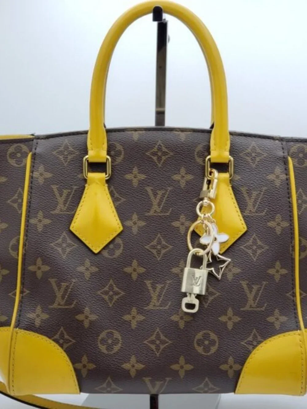 Louis Vuitton Gold Padlock Key 🔒 Authentic LV Charm + Unbranded Flower Keychain
